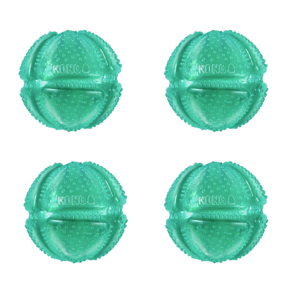 Kong Pelota Dental Mediano con Ranuras Verde Agua para Todos los Perros