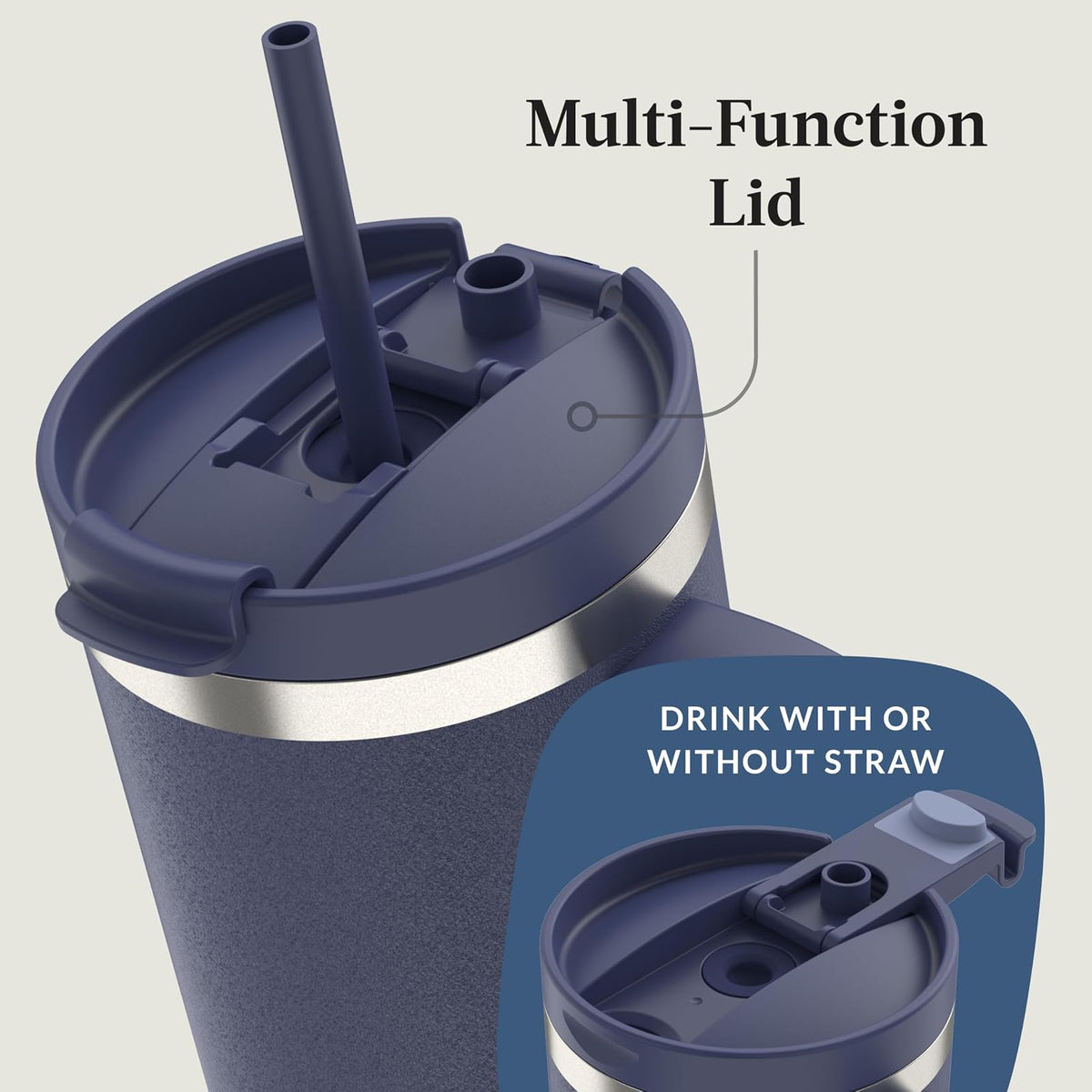Contigo Streeterville - Vaso de acero inoxidable, 1.1 Litros, con popote, a prueba de fugas, frío durante 29 horas, color Índigo, 2204453