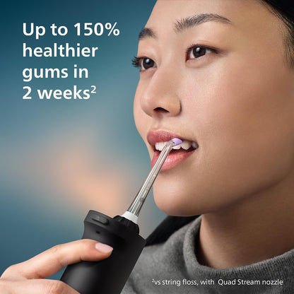 Philips Sonicare Hilo Dental Inalámbrico 3000, Irrigador Oral con Tecnología Quad Stream, 2 Modos y 3 Niveles de Intensidad, Diseño Ergonómico