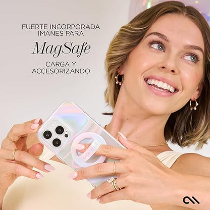 Case-Mate Funda magnética para iPhone 16 Pro MAX Compatible con MagSafe, protección contra caídas de 12 pies - Soap Bubble