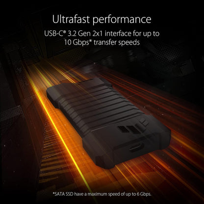 ASUS TUF Gaming A1 - Carcasa Externa M.2 NVMe SATA PCIe SSD - USB-C, M.2 Q-Latch para una fácil instalación, Resistencia a caídas, Resistencia al Agua y Polvo IP68, Soporte para PS5 y Xbox, Negro