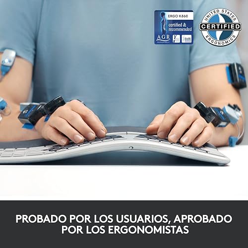 Logitech Ergo K860 Teclado inalámbrico y ergonómico - Teclado Partido, Escritura Natural, conectividad Bluetooth y USB, Compatible con Windows/Mac - Negro