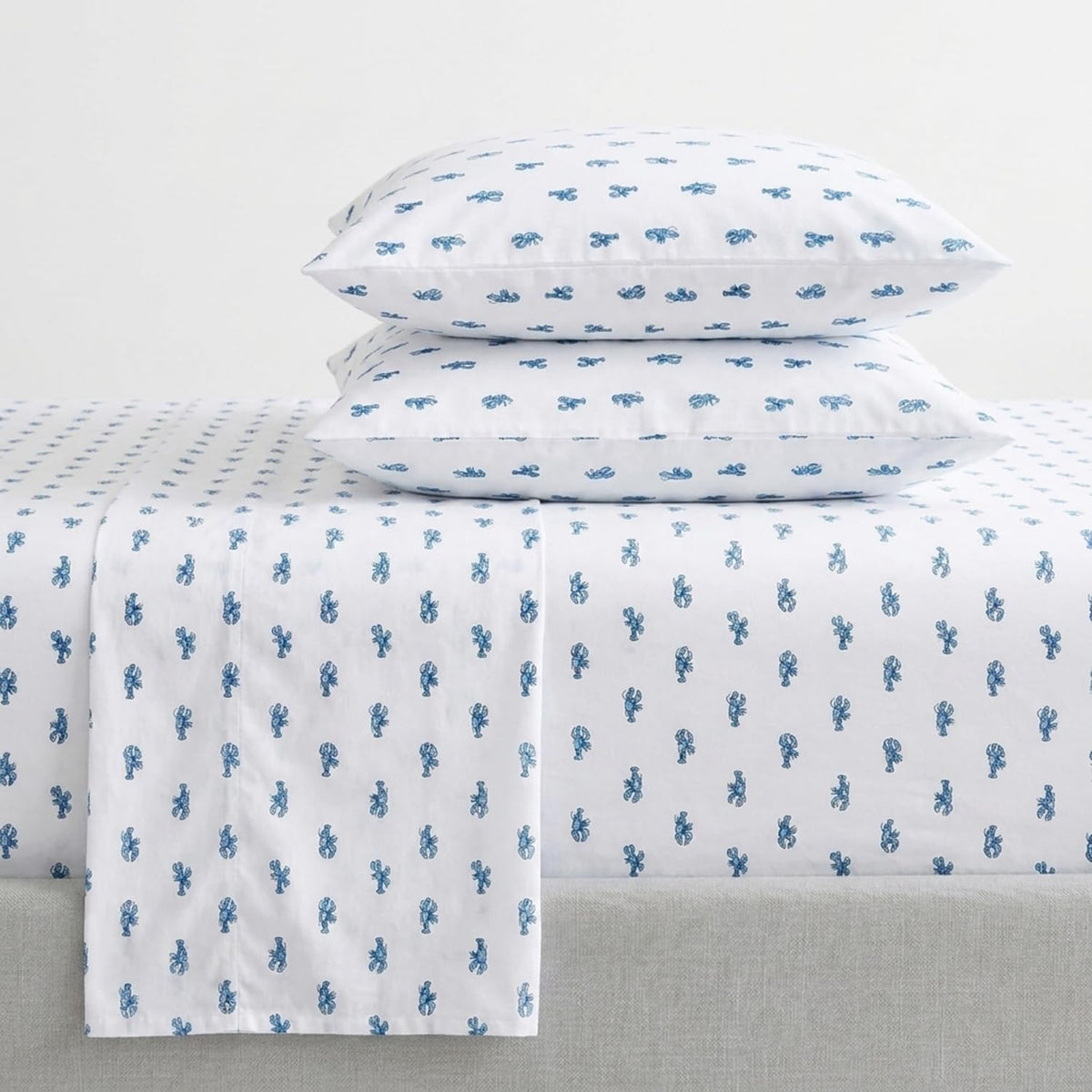 Nautica Beaux Stripe Juego de Sábanas de Percal, Queen - Cloyster Blue - King