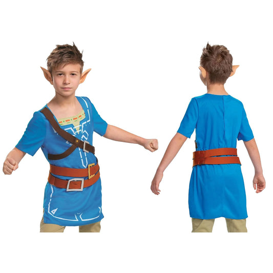 Link Costume for Kids, Official Zelda Breath of the Wild Costume, Classic Child Size
