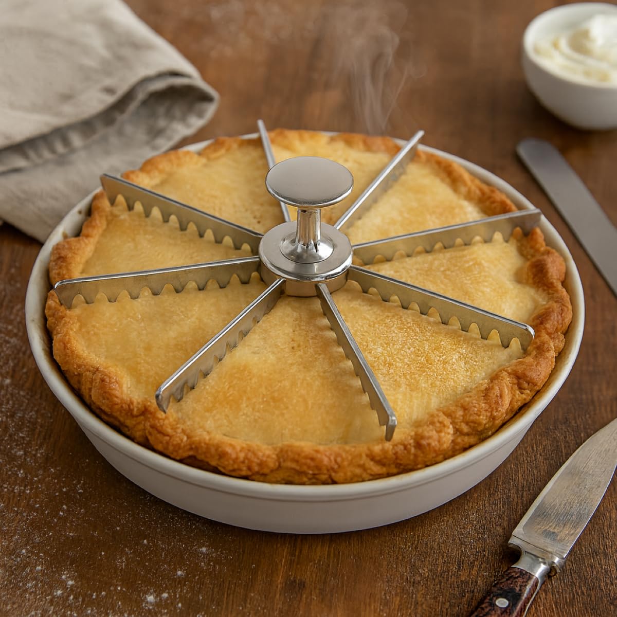 Mrs. Anderson's - marcador de pastel para hornear, directrices y divisor de porciones, 8 rodajas, plateado