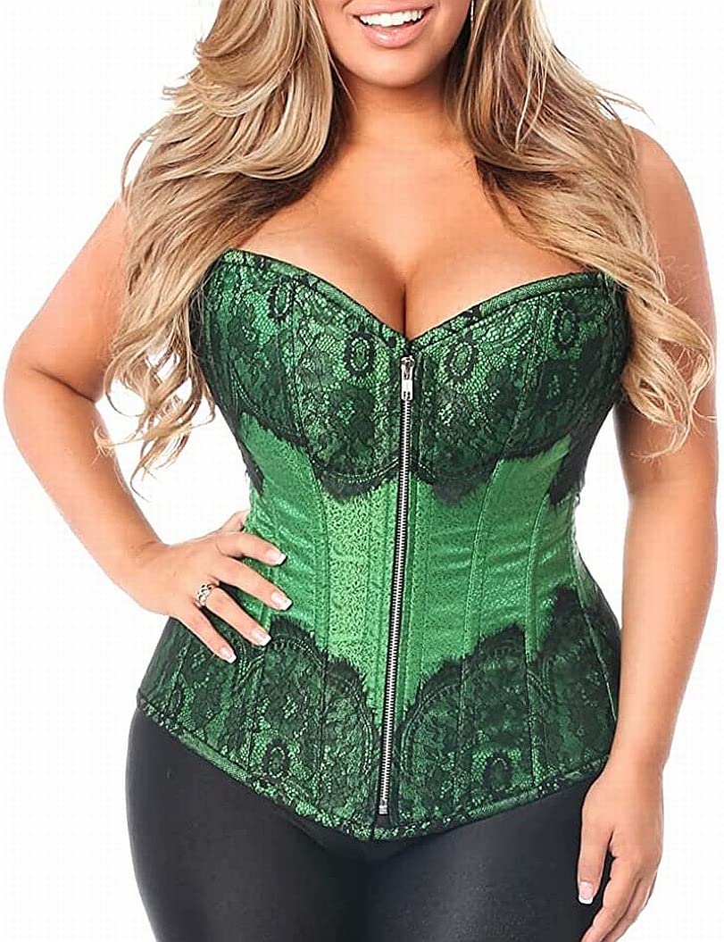 Daisy corsets Corsé de acero brocado con cajón superior para mujer - CH - Verde