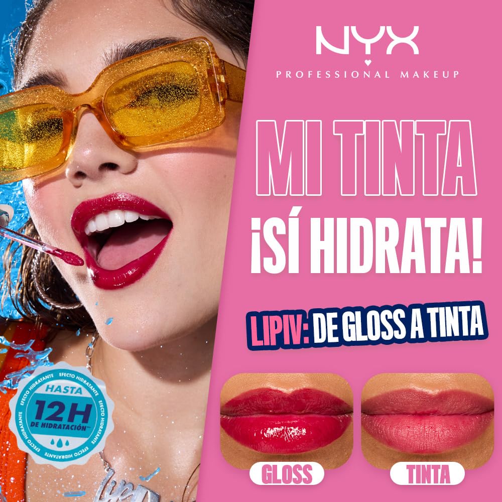 NYX Professional Makeup, Lip IV Tinta para Labios Hidratante con Efecto Gloss- Tono Mauve N Moist (Rojo Vino)