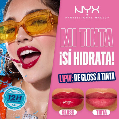NYX Professional Makeup, Lip IV Tinta para Labios Hidratante con Efecto Gloss- Tono Mauve N Moist (Rojo Vino)