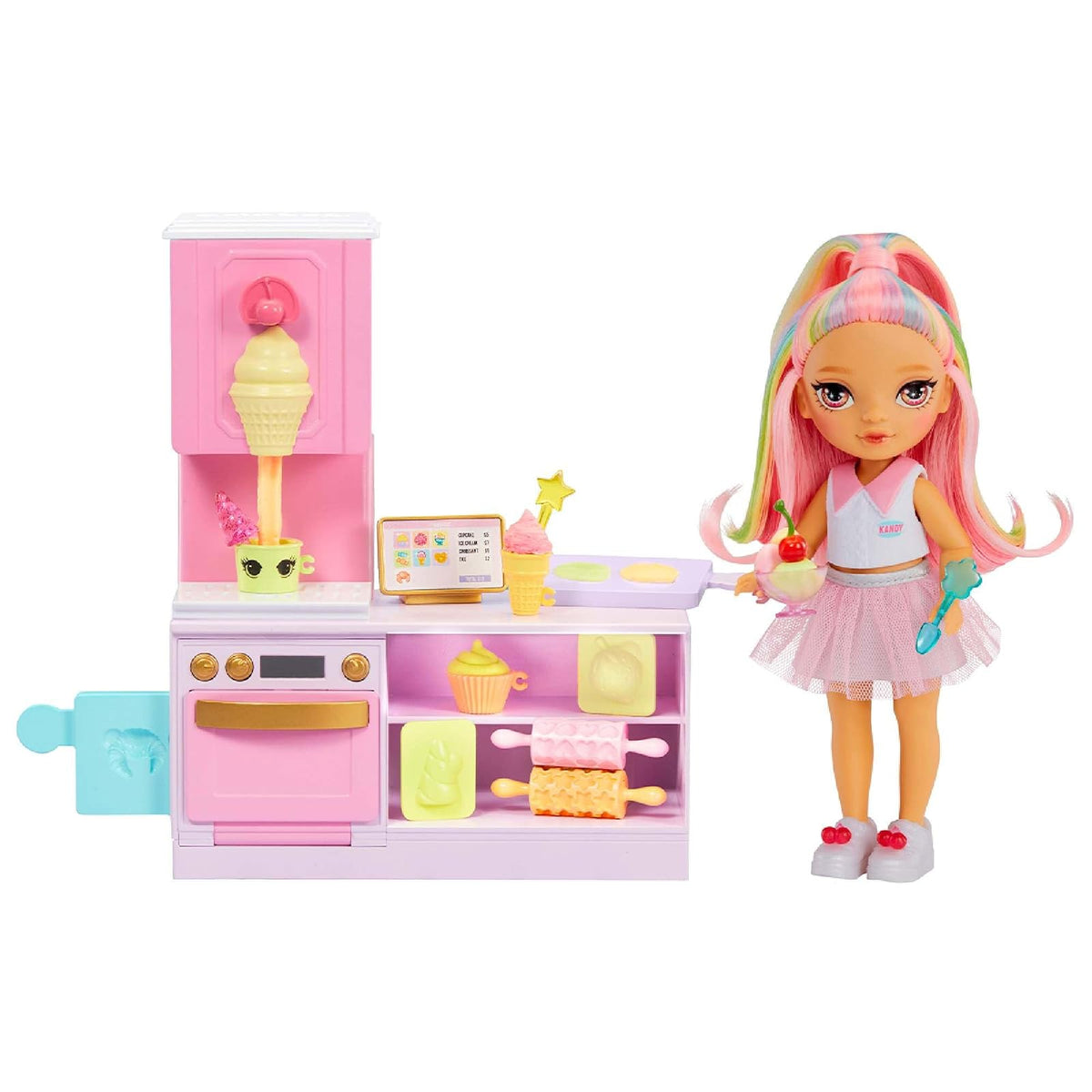 Rainbow High, Tienda de Postres con Kandy, Set de Juego con Muñeca, Más de 20 Accesorios, 4 Años en Adelante