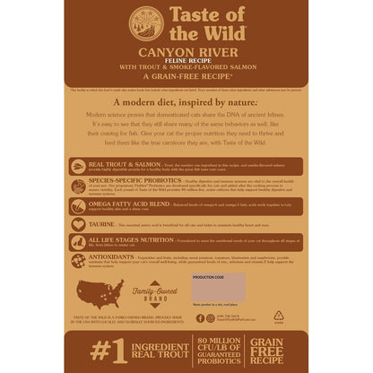 Taste Of The Wild Grain Free High Protein Real Meat Recipe Canyon River Premium Dry Cat Food