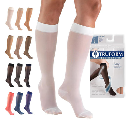 Truform Medias de Compresión 15-20 mmHg, Largo Hasta la Rodilla - Large - White