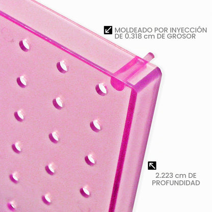 Azar Displays Kit Organizador de Pared Tablero de Clavijas 70 Piezas Rosa
