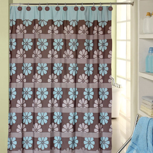 Art & Home HB-5719 Cortina para Baño Grabada, Flores