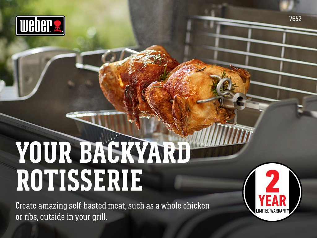 Weber 7652 Rotisserie for Use with Genesis II & II LX 2 & 3 Burner 300 Series Grills