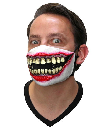 Ghoulish Productions Cubrebocas de Creepy Smile Asesino de Creepypasta, Tapabocas con Diseño de Terror Chistoso Divertido, Cubre bocas de Sonrisa con Dientes de Látex Ideal para Halloween