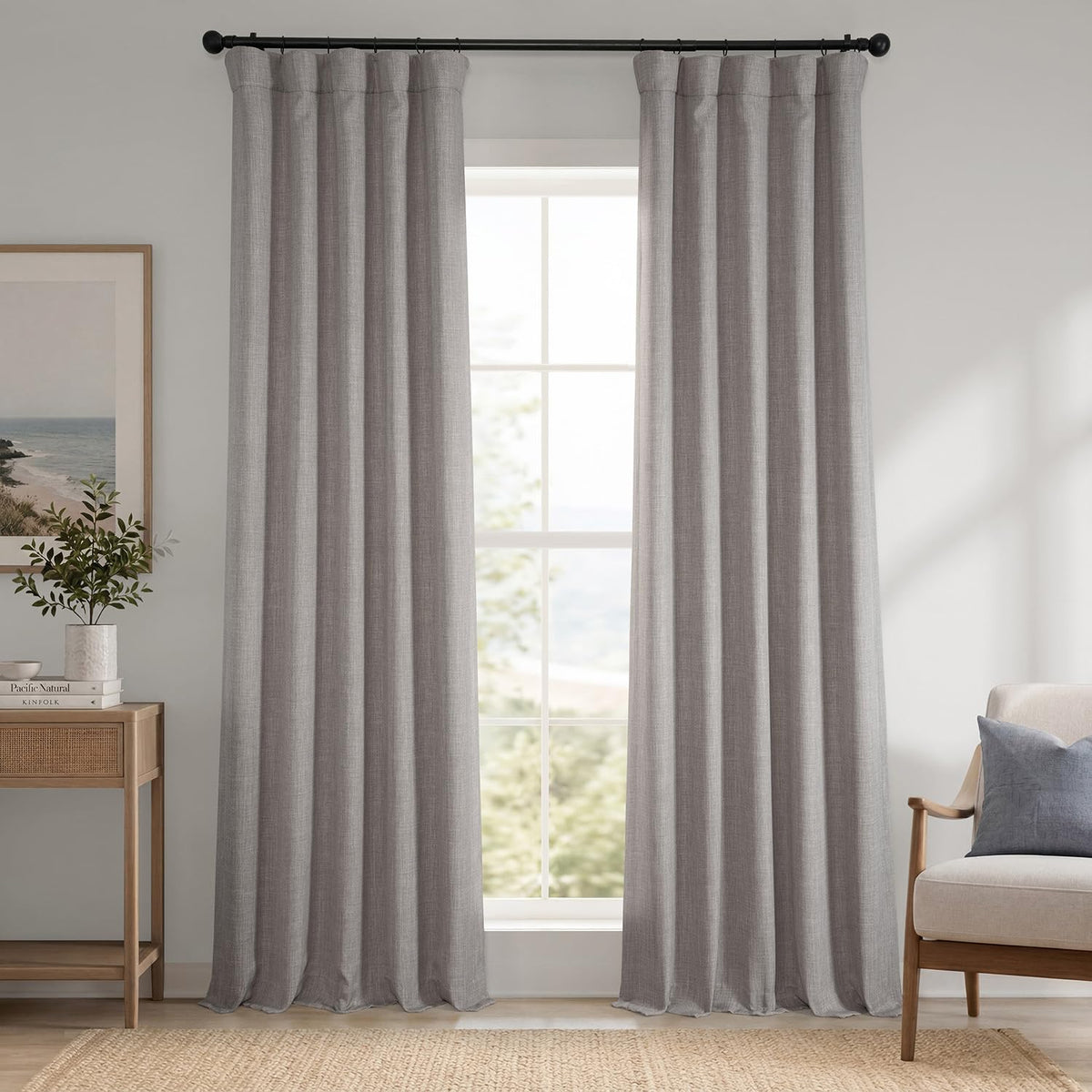 Half Price Drapes Cortina de Lino Sintético para Oscurecer - 127An x 243.8Al cm (1 Paneles) - Arcilla