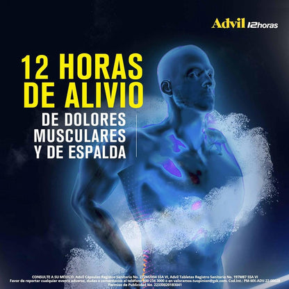 Advil 12 Horas Analgésico 600mg, Liberación Prolongada para Dolores de Articulaciones y Musculares, 12 tabletas