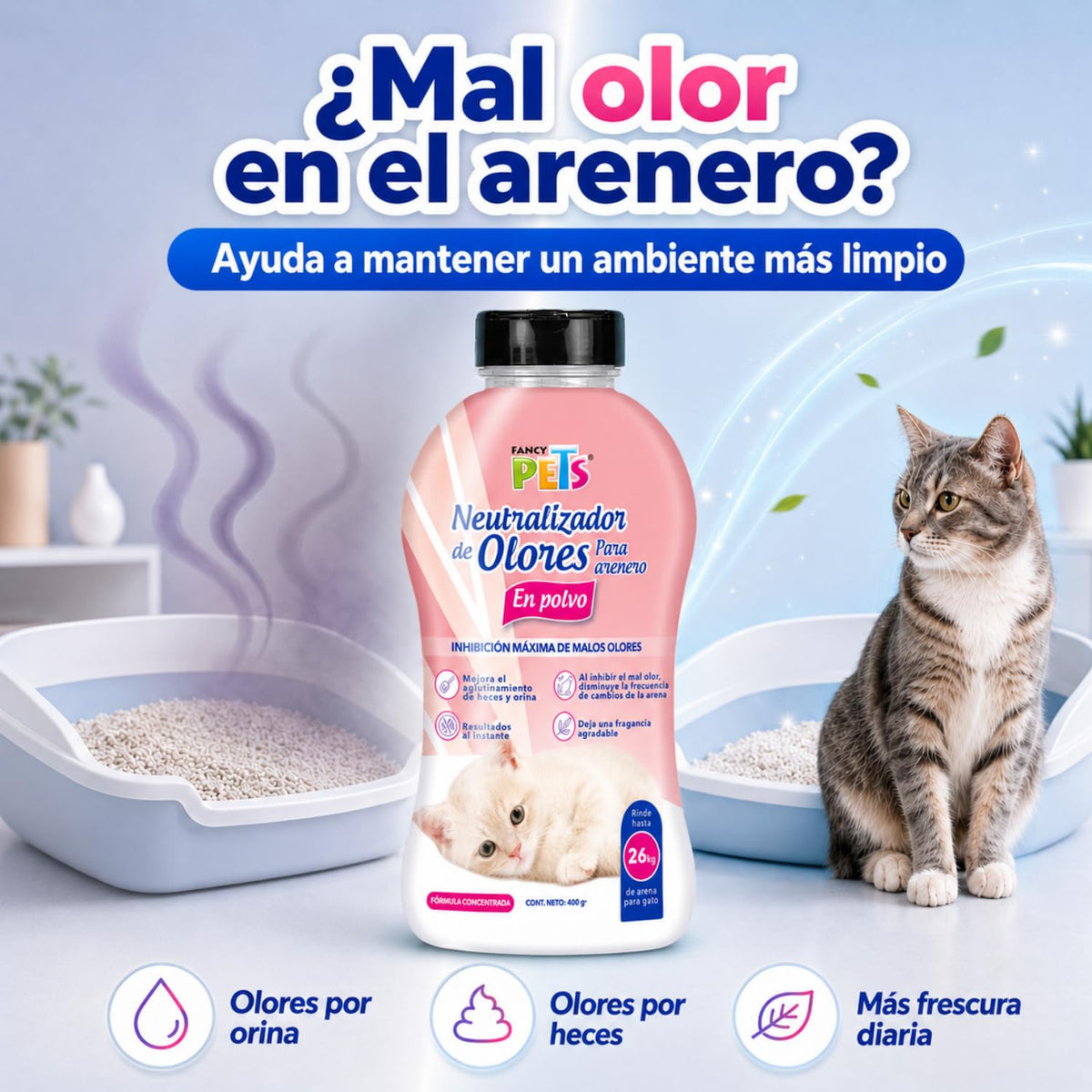 Fancy Pets Neutralizador de Olores en Polvo para Arenero para Gato 400g