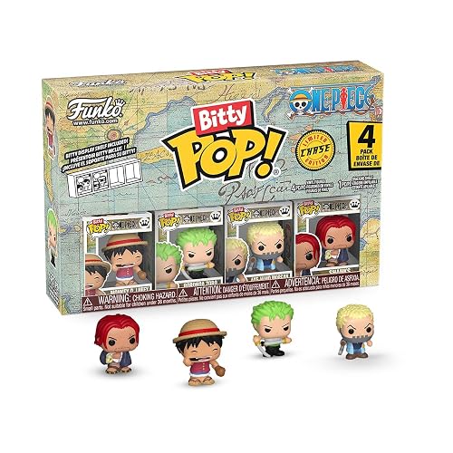 Funko Bitty Pop! 4 Pack: One Piece - Luffy, Zoro (1 in 6 Chase Chance) | Mercancía Oficial de Anime - Mini Figuras de 2.2 cm con Exhibidor - Decoración de Pasteles y Relleno de Piñata