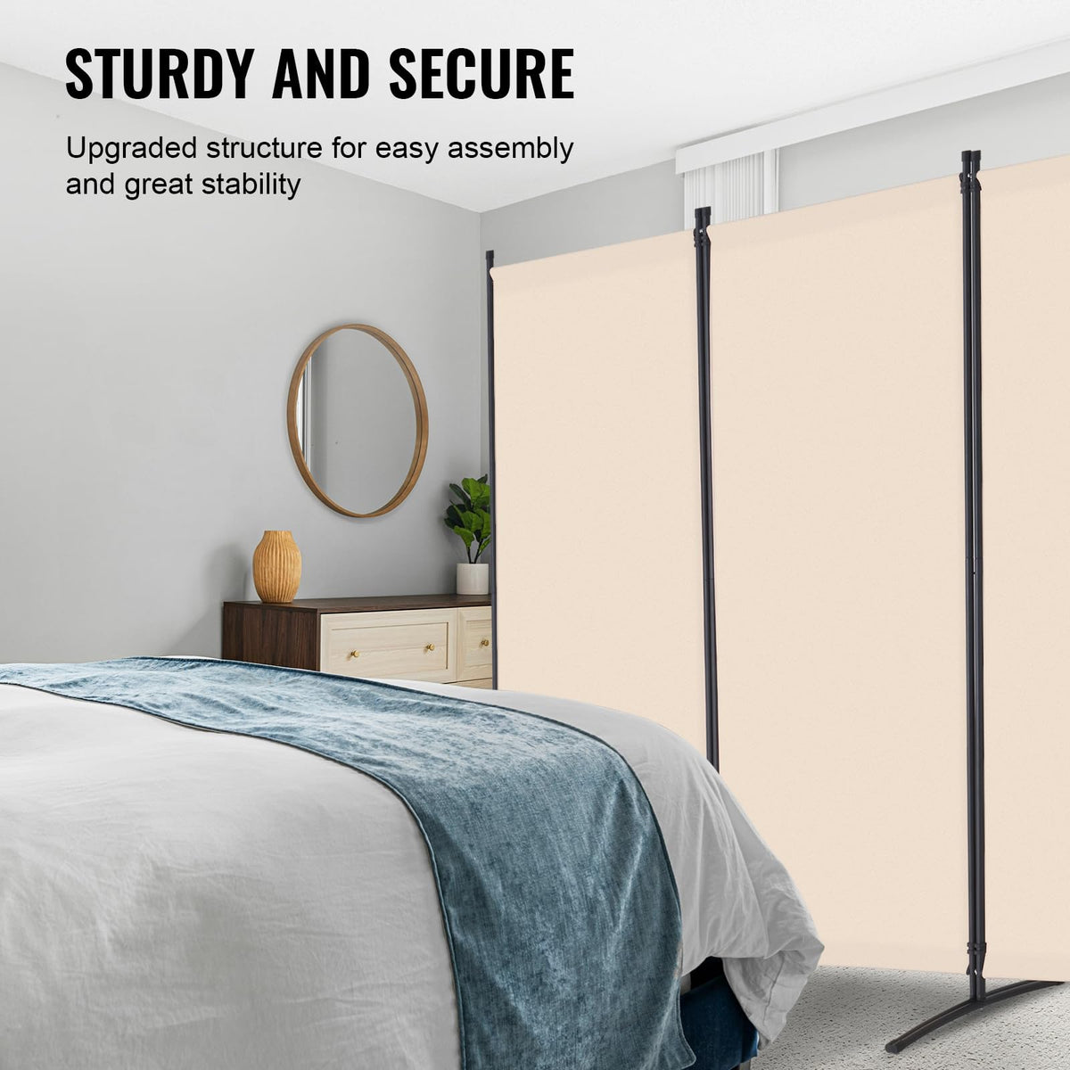 VEVOR Biombo Separador de Ambientes de 3464 x 1840 x 520 mm, Separador de Ambientes para Oficina, Dormitorio, Beige