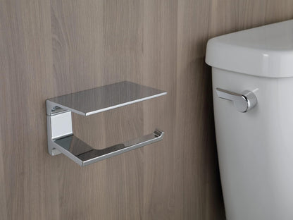DELTA FAUCET 79956 - Soporte de papel higiénico pivotante para pared con estante en cromo pulido