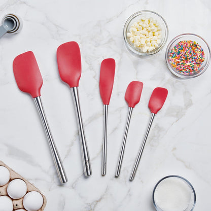 Tovolo Flex-Core - Espátula de acero inoxidable con mango juego de 5 para preparación de comidas, cocinar, hornear y más