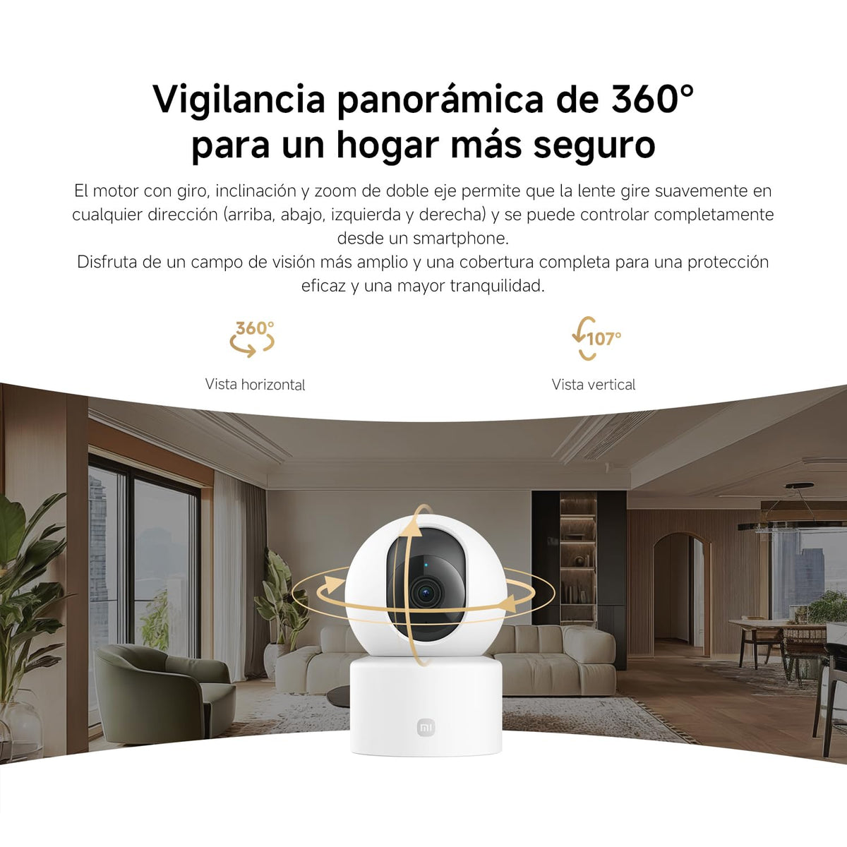 XIAOMI Smart Camera C201, Interior 360°, 1080P HD, Camara vigilancia Bebe | WiFi 6, Cubierta Física de Lente, Visión Nocturna en Color, Audio Bidireccional, Compatible con Alexa y Google