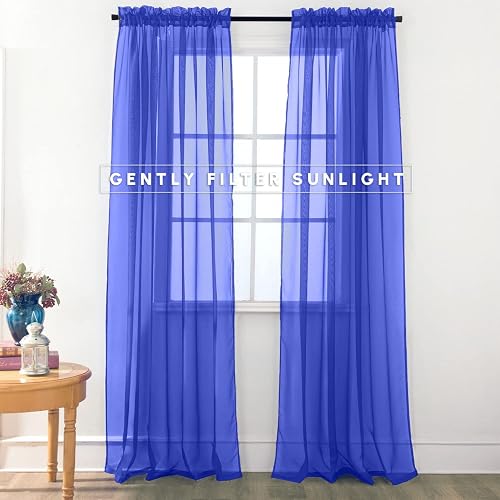 Elegant Comfort - Panel Transparente de 2 Piezas con Bolsillo para Barra de 2 Pulgadas, Cortinas de Ventana de 40 Pulgadas de Ancho x 84 Pulgadas de Largo, Azul neón