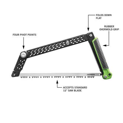 Gerber Freescape Sierra de Campamento Plegable de Mano para mochilero, Senderismo, Camping, poda y bujarra, Hoja de 12 Pulgadas