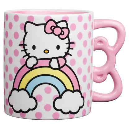 Silver Buffalo Taza de cerámica con asa en forma de rayo, Mango con forma de Hello Kitty., Rosado, 591,47ml, 1