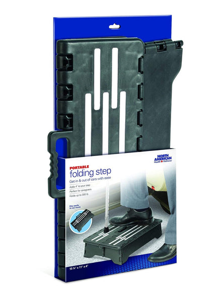 North American Health + Wellness Escalera Plegable portátil, Taburete Antideslizante de 4 Pulgadas con asa, Color Negro