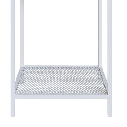 TUGOW Mesa Lateral Ted Color Blanco y Madera con 1 Entrepaño y Estructura Metálica de Acero MDP.