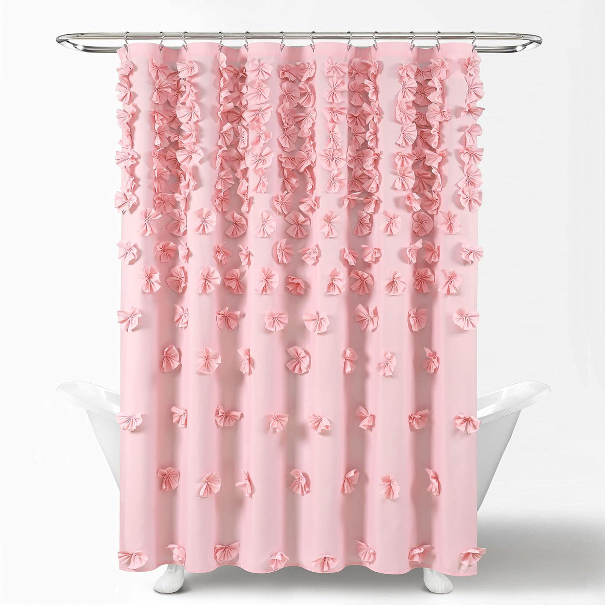Lush Decor Riley - Cortina de Ducha, 72 x 72 Pulgadas, Color Rosa