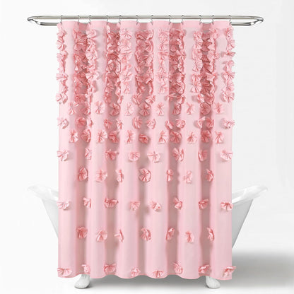 Lush Decor Riley - Cortina de Ducha, 72 x 72 Pulgadas, Color Rosa