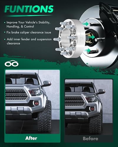 SCITOO - 2 espaciadores de Rueda de 2 Pulgadas de 8 x 6.5 Pernos 9/16 121 mm 8 lengüetas espaciadores de Rueda para Ram 3500 2500 para Dodge Ram 3500 Ram 2500 | Espaciadores de rueda para Ram 3500 2500 para Dodge Ram 3500 Ram 2500