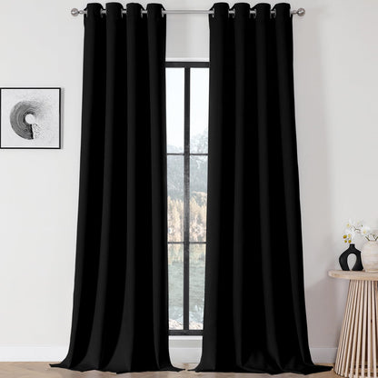 Joydeco Cortinas Opacas 2 Paneles, Aislamiento Térmico - Negro - 132An x 304.8Al cm (2 Paneles)
