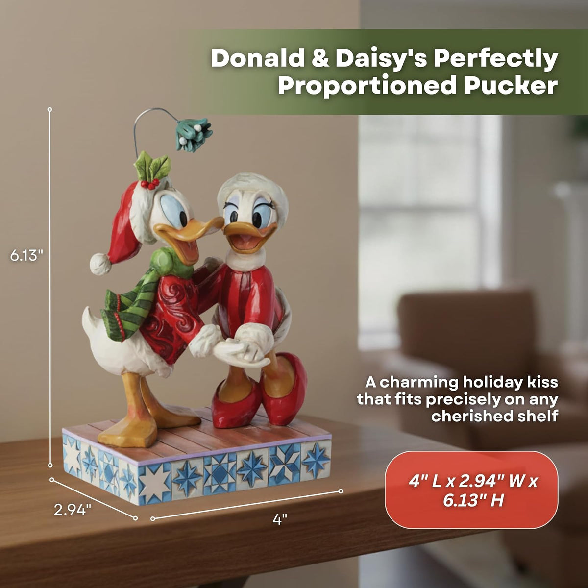 Enesco Disney Traditions Collection by Jim Shore Donald and Daisy Duck - Figura de muérdago de Resina de Piedra Pintada a Mano Coleccionable, Cifras de Disney para decoración del hogar, 6.13 Pulgadas