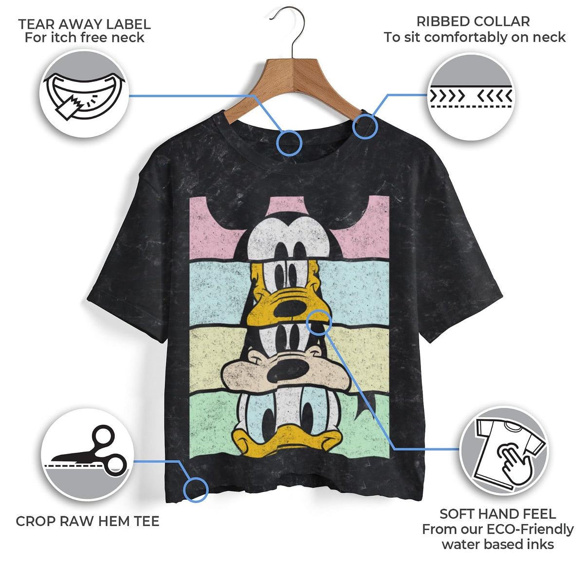 Disney Disney Characters Crew Crop - Playera Corta de Manga Corta para Mujer Camiseta para Mujer