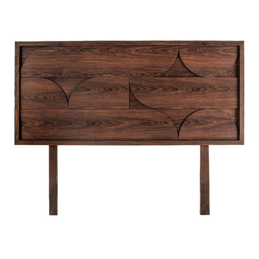 Sochic Cabecera para Cama Tamaño Individual y Matrimonial Color Nogal con Relieves Decorativos y Estructura de Madera Industrial.