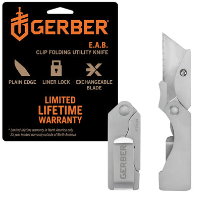 Gerber Eab Cuchillo de Bolsillo | Acero inoxidable, 1.5 in, filo liso, clip de bolsillo, liner lock