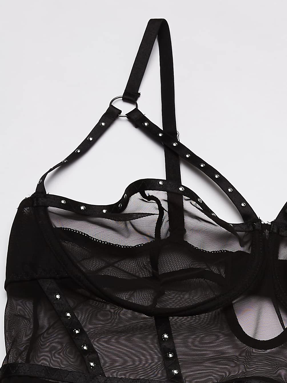 Dreamgirl Peluche de Malla elástica Muy Transparente con Aros LenceríaMujer