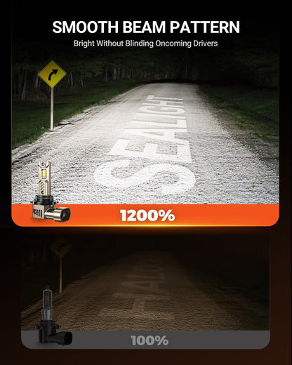SEALIGHT Bombillas LED 9006/HB4 L2S 9006 | 45000 lm, 6500K blanco frío, paquete de 2, para faros delanteros