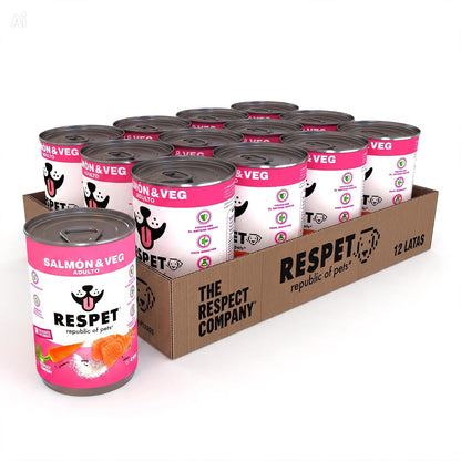 RESPET Alimento Húmedo Perro Adulto Salmón y Vegetales Sin Gluten 12 Latas 410g