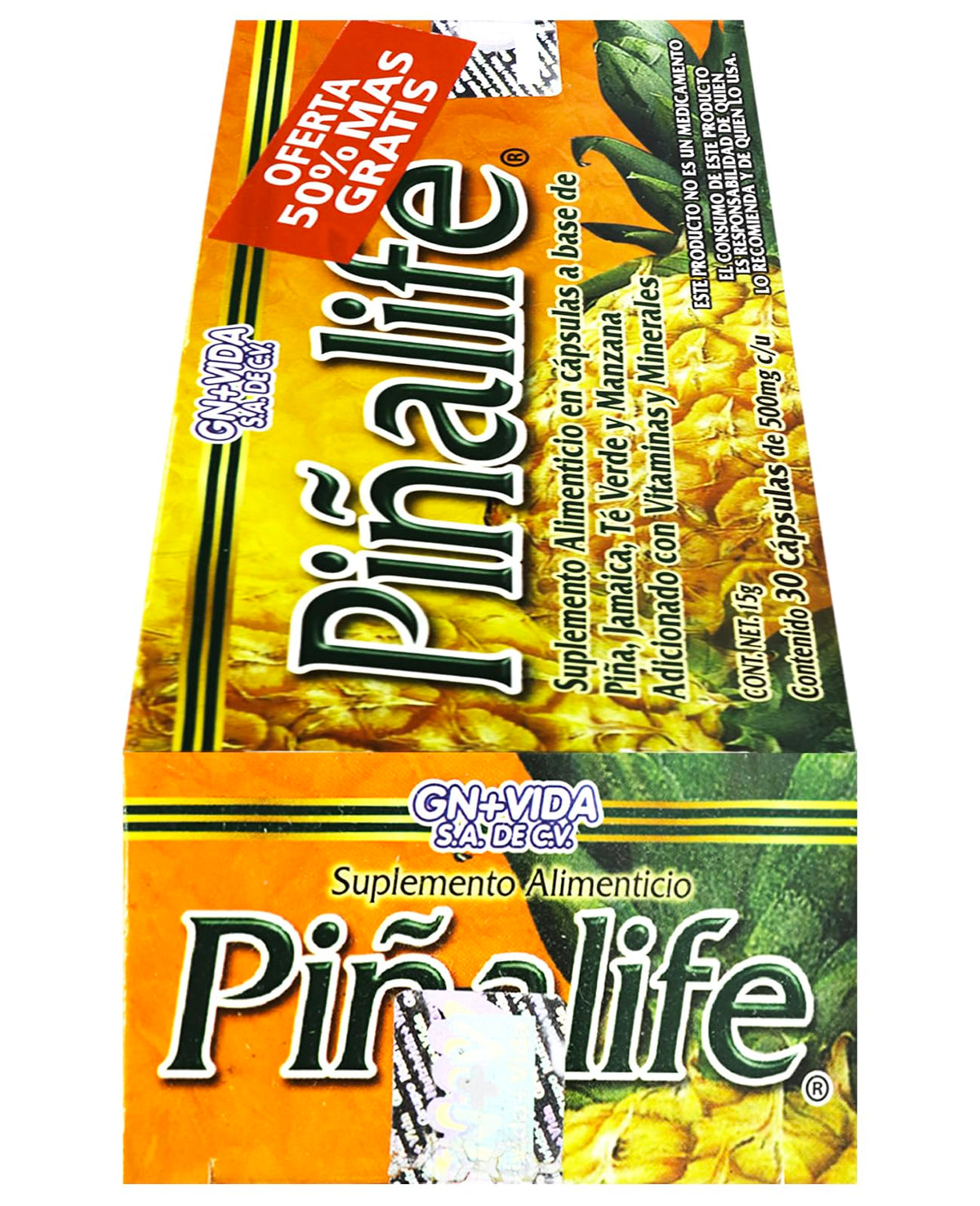 GN+VIDA Suplemento Alimenticio Cápsulas Piñalife con 30 de 500 mg