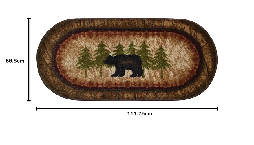 Mayberry Rug Cozy Cabin CC5276 - Alfombra Antideslizante con diseño de Oso de Abedul, 20 x 44 Pulgadas, Color café