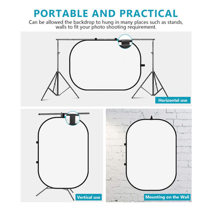 NEEWER 5x7ft/1.5x2m Chromakey Plegable Fondo con Soporte 8.5ft/2.6m | 2 in 1, Reversible, Negro, Blanco, Verde Panel, para Fotografia Estudio, Streaming en Vivo, Video Calls, Games