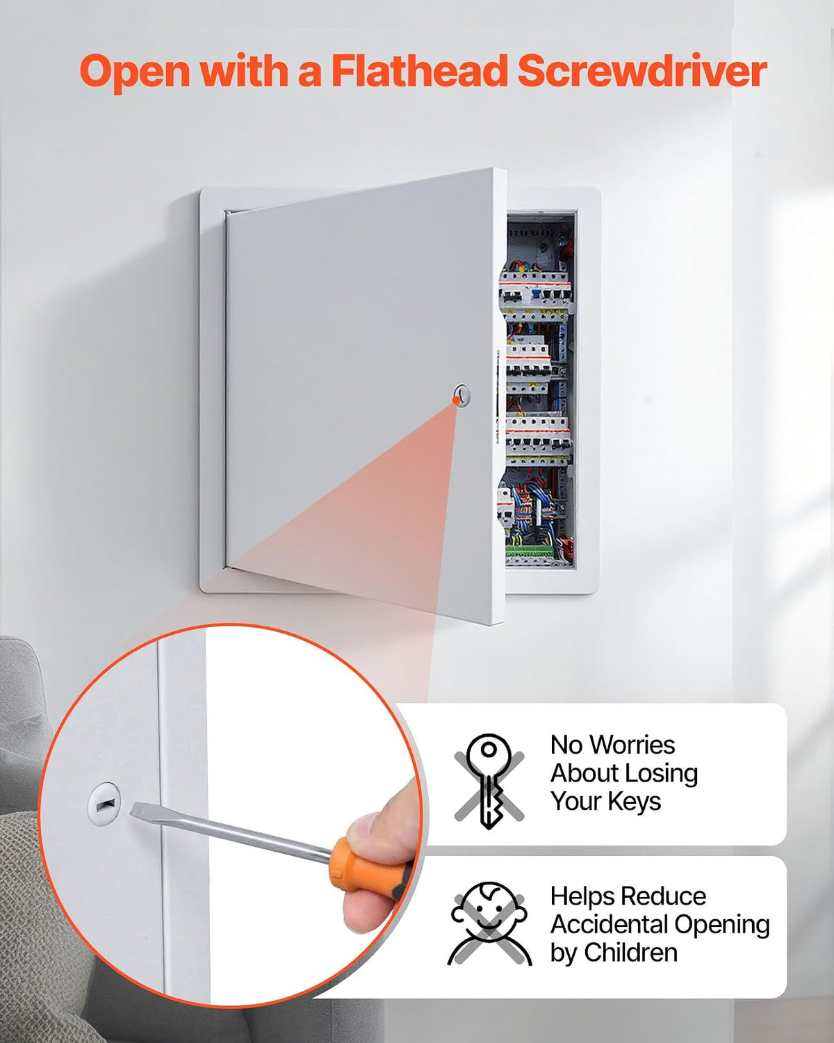 VEVOR Trampilla de Inspección 315x315 mm de Acero Galvanizado, Puerta de Acceso para Paneles de Yeso, con Pestillo de Destornillador, para Instalación de Fontanería y Electricidad en Techos, Blanco
