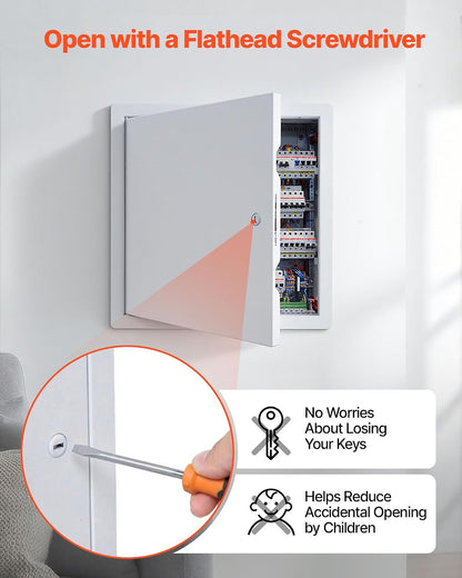 VEVOR Trampilla de Inspección 315x315 mm de Acero Galvanizado, Puerta de Acceso para Paneles de Yeso, con Pestillo de Destornillador, para Instalación de Fontanería y Electricidad en Techos, Blanco