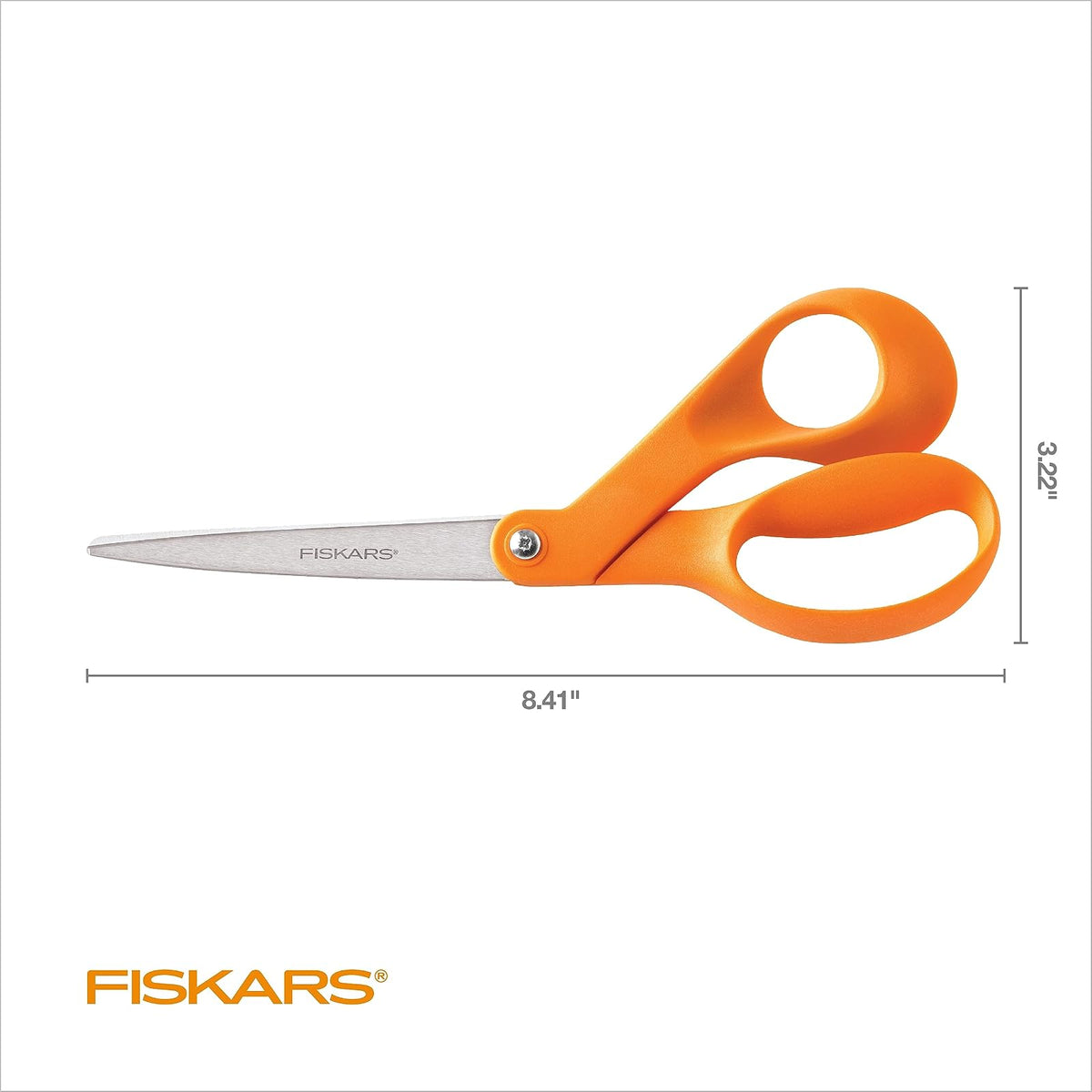 Fiskars 8 Inch The Original Orange-Handled Scissors | Para manualidades, oficina y costura, mango ergonómico doblado que mantiene los materiales planos, cuchillas de acero de