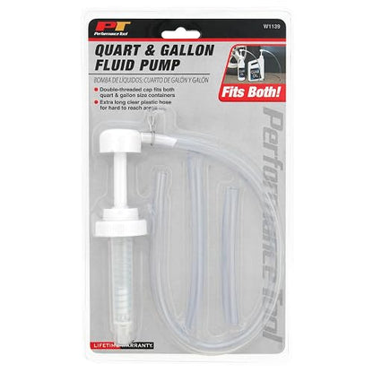 Performance Tool W1139 Bomba de fluido de cuarto de galón/galón y manguera para aceites y mantenimiento de vehículos